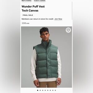 NWT LULULEMON MENS TECH WUNDERPUFF VEST SIZE XL